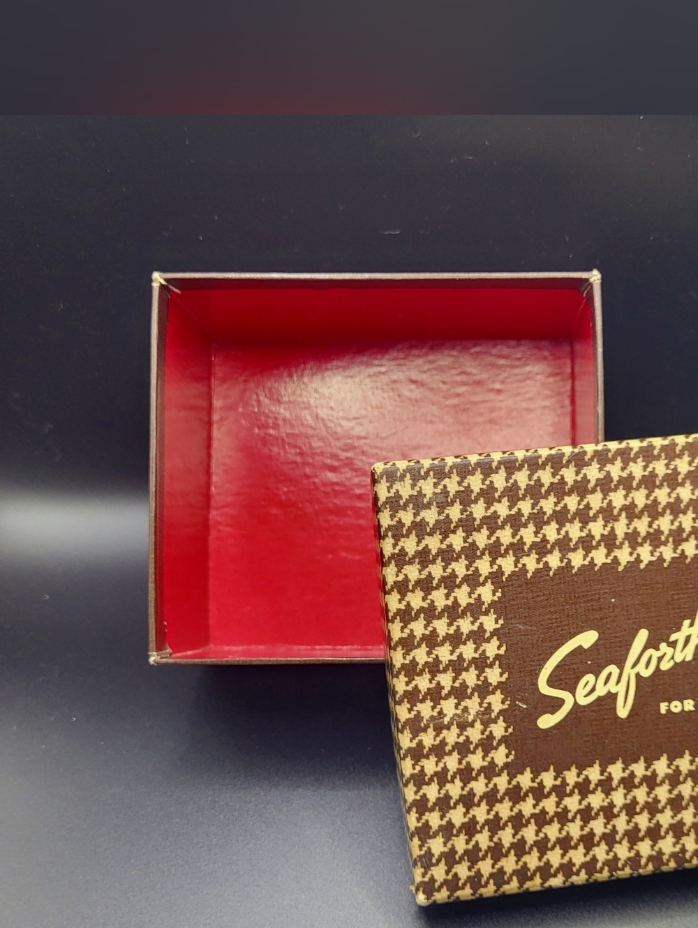 Vintage 1940s Seaforth Empty Grooming Gift Box  Alfred D McKelvy Houndstooth